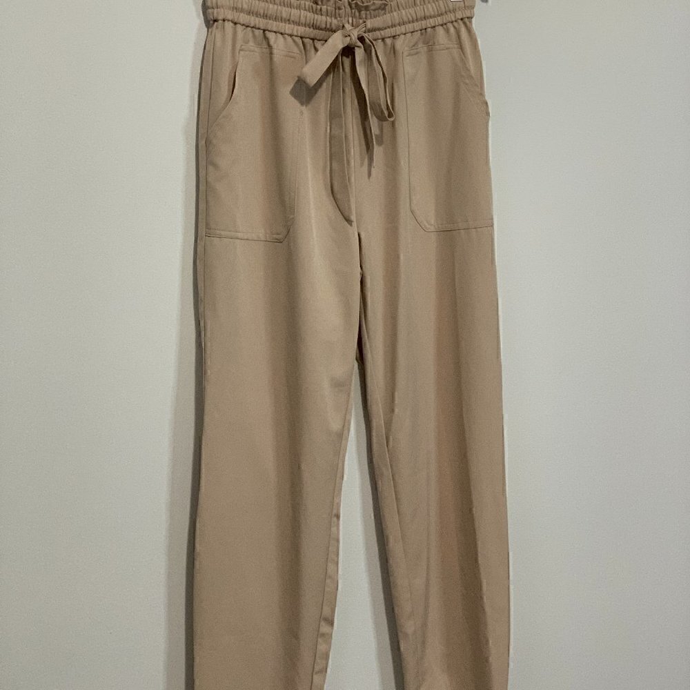 NWOT LIGHTWEIGHT NUDE KHAKI LOOSE PANTS | COMFORTABLE COOL | ANGKLE LENGTH TROUS - Picture 2 of 6